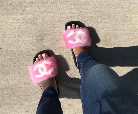 chanel sandal pink|chanel fur slides pink.